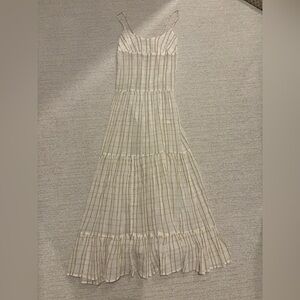 Free People Ivory & Beige Plaid Maxi Dress NWT – Tie Waist, Adjustable Straps